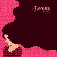 Vintage Fashion Woman with Long Hair Vector Illustration N2
