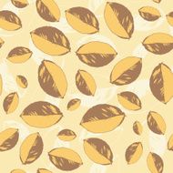 Pattern with leaves in pastel on yellow background