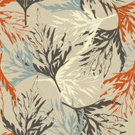 Grunge pattern with leaves on pale brown background