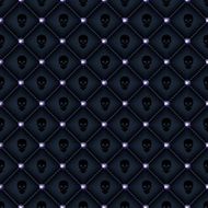 Seamless quilted background with black diamond pins and skulls print