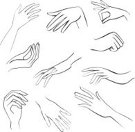 sketch set woman hands