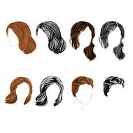 Set long and short hair natural silhouette