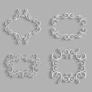 Vector Set of White Vintage Borders with Shadows N2