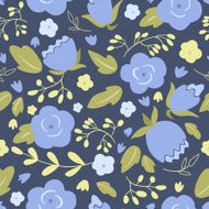 Floral seamless pattern with blue roses