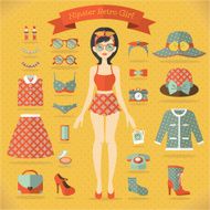 Hipster girl vector set N2
