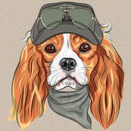Vector Cute hipster dog Cavalier King Charles Spaniel breed N2