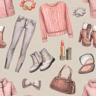 Fashion pattern Watercolor illustraton