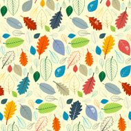 Abstract Vector Seamless Pattern - Colorful Leaves