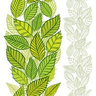 Seamless pattern with spring leaves vertical composition N2