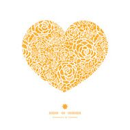 Vector golden lace roses heart silhouette pattern frame