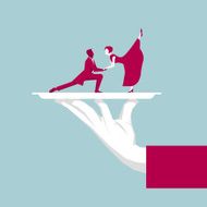Couple dancing waltz on the tray