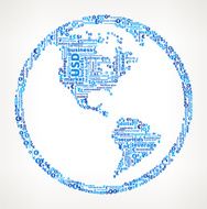 World Map Globe on Business and Finance Word Cloud