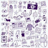 Hipster swag hand drawn doodle set Vector illustration School notebook