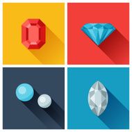 Beautiful jewelry precious stones in flat design style