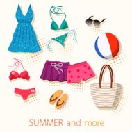vector summer set of clothes for swimming and recreation N2