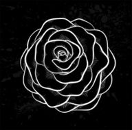 white rose outline with gray spots on a black background N2