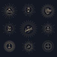 Vintage sunburst hipster logo elements