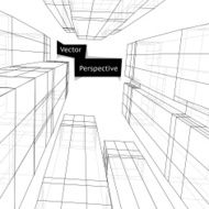 Wireframe of 3d building in perspective Abstract vector illustration N2