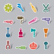 Construction Tools Collection Color Icon Label