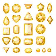Set of realistic yellow jewels Colorful gemstones