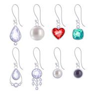 Set of assorted silver earrings with gemstones and pearls