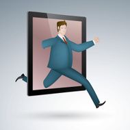 Worker running through the tablet computer