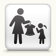 Square Button with Mother &amp; Daughter Shopping