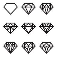 Symbol of diamond vector set