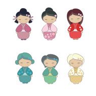 Set of japanese girl in kimono N2