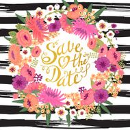 Wedding invitation cards with flowers and calligraphic letters Save the N2