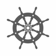 Steering wheel ship silhouette vector illustration