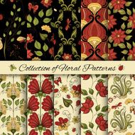 vector set of seamless floral patterns N4