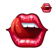 Female lips with tongue isolated on white background