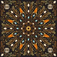 of a circular gold floral patterns and precious stones