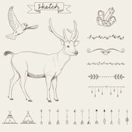 Hipster sketch style infographics elements set for retro design N6