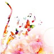 Colorful saxophone design with butterflies Music background