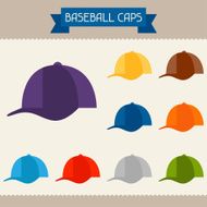 Baseball caps colored templates for your design in flat style
