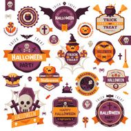 Set Of Vintage Happy Halloween Badges and Labels