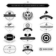 Set of black &amp; white vintage badges and labels N9