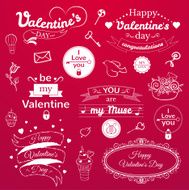 Valentine&#039;s Day typography set vector illustration N6