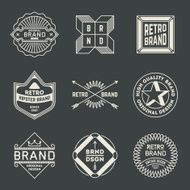 Retro design insignias logotypes set 14 Vector vintage elements