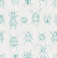 Seamless entomological vector pattern with bugs