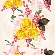 Vector seamless pattern with roses and flowers