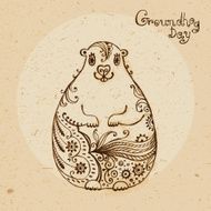 Groundhog Day Vintage hand drawn card N3