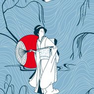 vector background with a japan girl N4