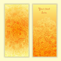 Unique pattern card set with art flowers and leaves