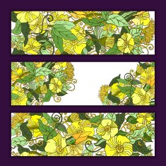 Unique pattern card set with art flowers and leaves N2