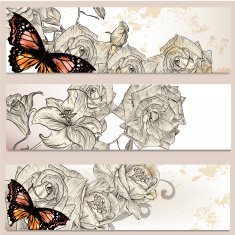 Floral business cards set for design