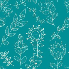 Seamless turquoise texture with contour flower