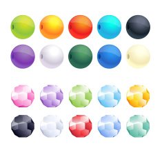 Set of different colorful faceted and round beads